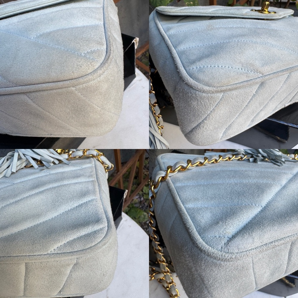 Chanel 90s Vintage Suede Quilted Camera Shoulder Bag - Picture 14 of 16